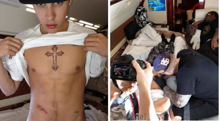 Татуировка, сделанная на самой большой высоте: Джастин Бибер сделал тату в самолете